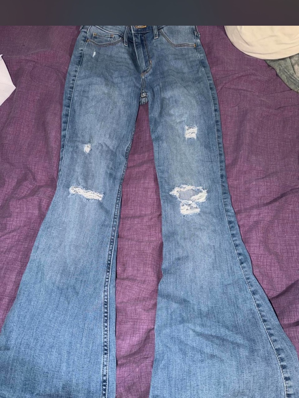 Hollister Medium Blue Distressed Flare Jeans